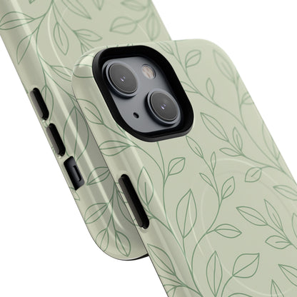 Sage Botanical Leaves Floral iPhone Case | MagSafe