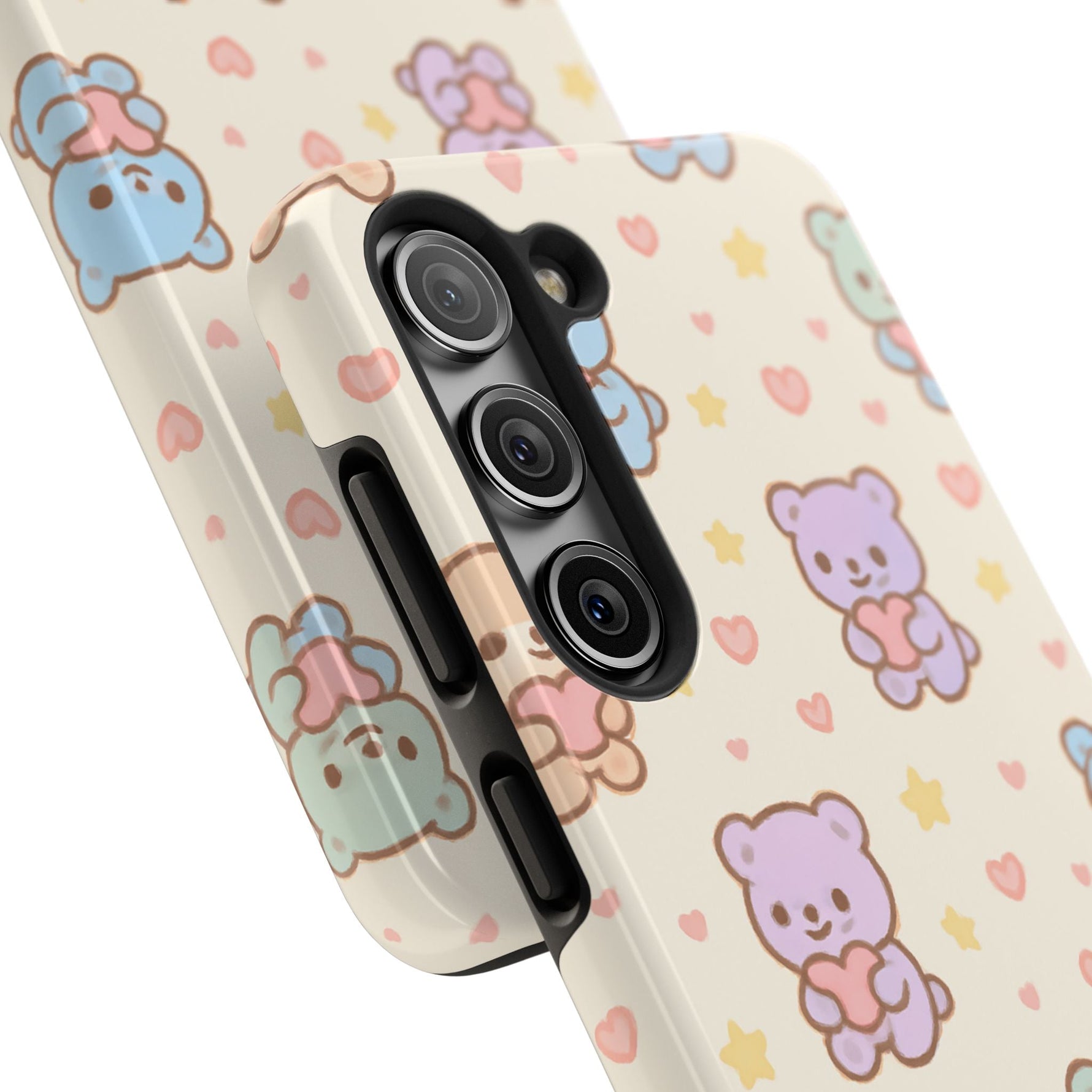 Cute Pastel Bear Impact Phone Case | Heart & Star Kawaii Pattern  Shamo's
