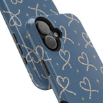 Lasso Hearts – Blue Western Heart MagSafe Phone Case, glossy vertical dual-camera model, camera and side-button close-up
