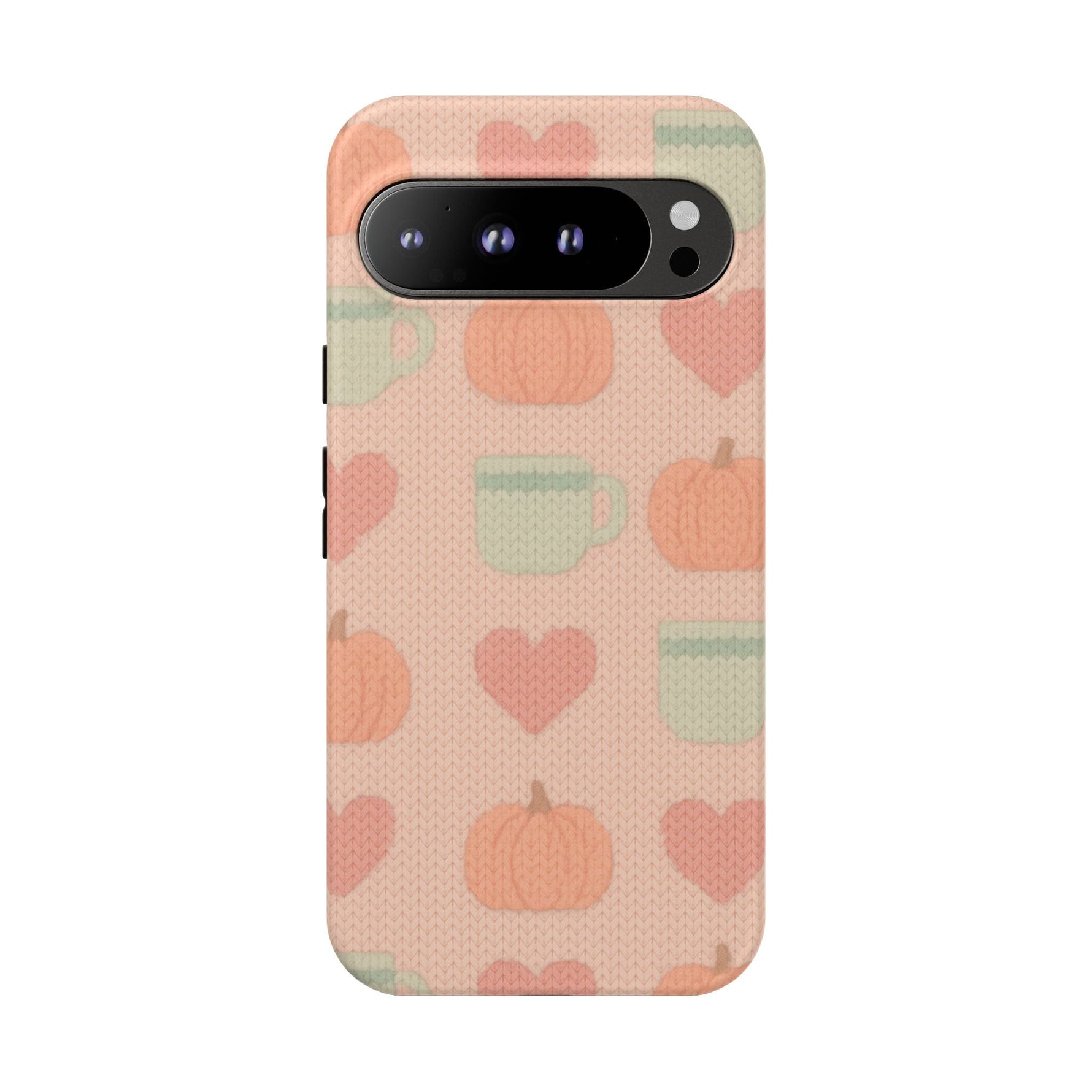 Autumn Cozy iPhone Case – Pumpkin, Heart & Coffee Cup Pattern  Shamo's