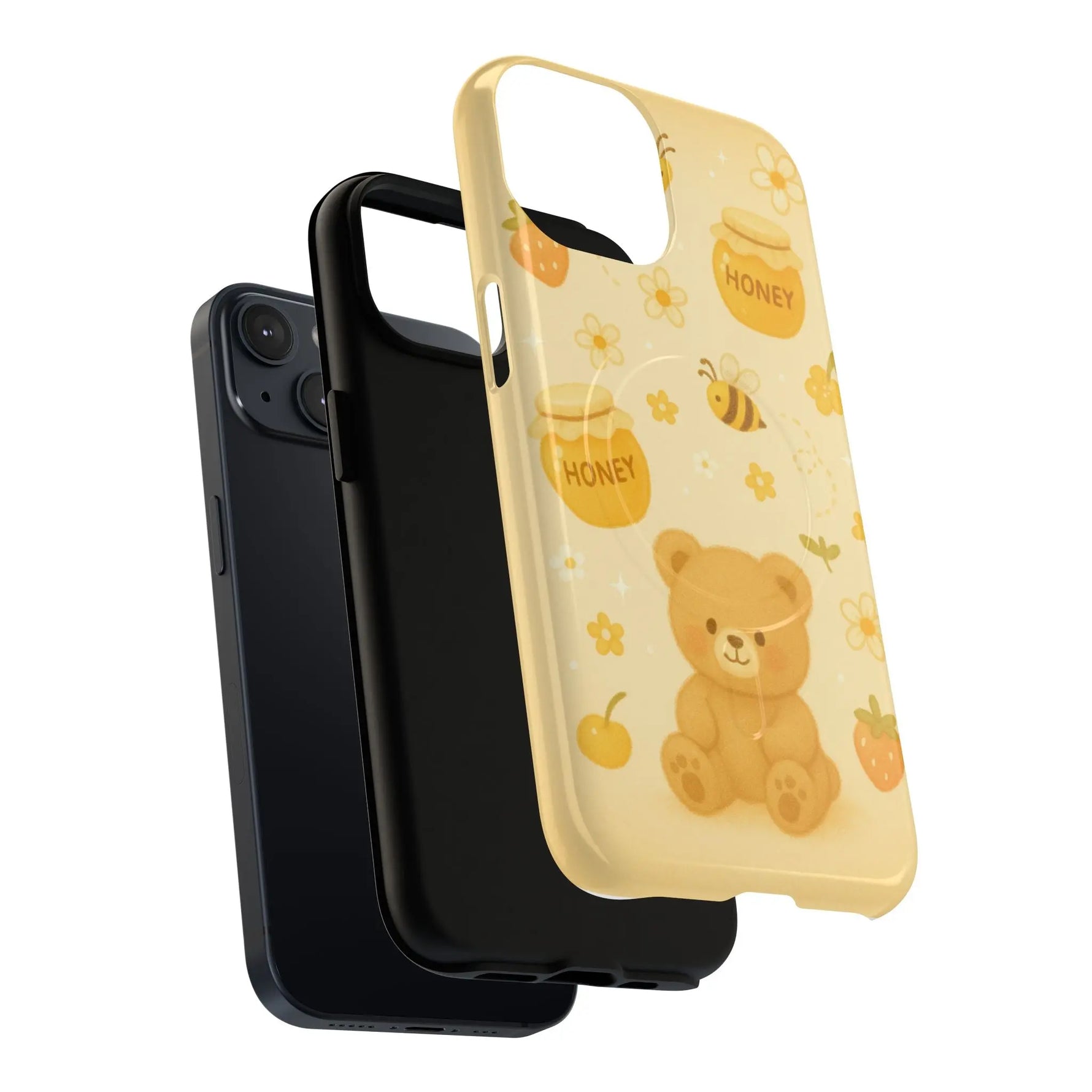 Cute Honey Teddy Bear iPhone Case — Yellow Bee & Honey Pot Design with MagSafe  Shamo's