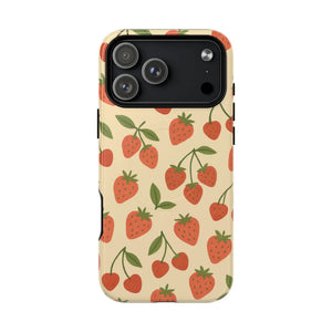 Strawberry Cherry Fruit Pattern iPhone Case | MagSafe Compatible - Shamo's