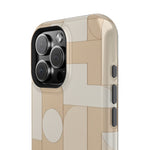 Geometric Beige Magnetic Impact-Resistant iPhone Case with Personalizable Quote and MagSafe Compatible
