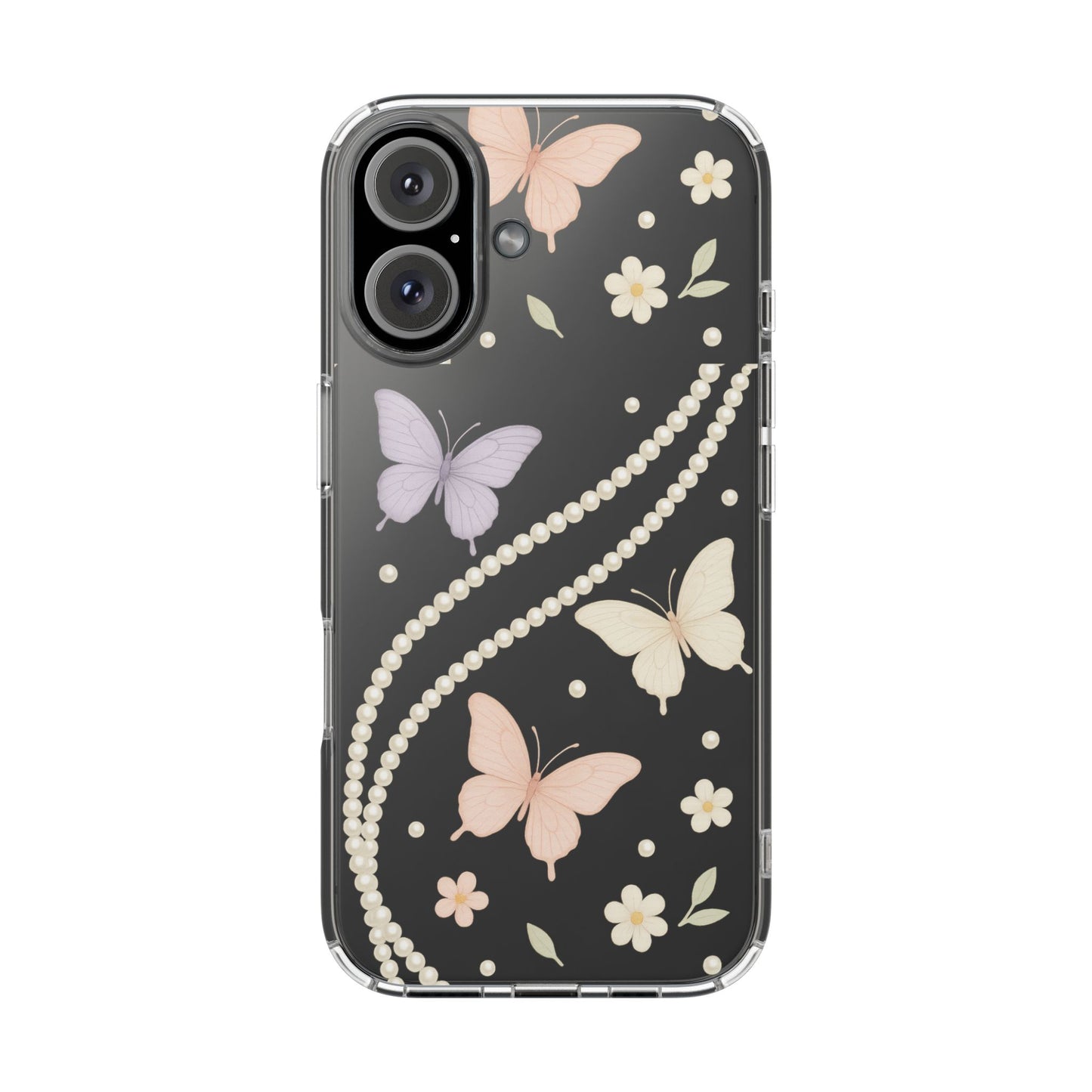 Butterfly Pearl Impact-Resistant Clear iPhone Case - Shamo's