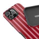 Red Burgundy  Stripes Magnetic Impact-Resistant Phone Case | MagSafe Compatible