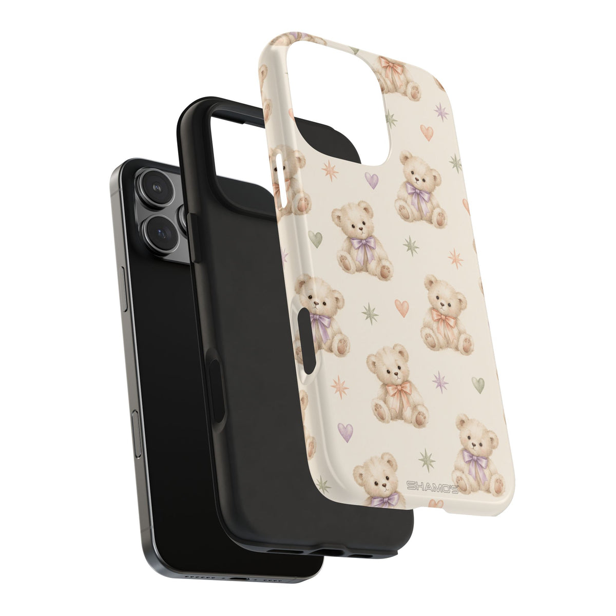 Cute Pastel Bear Impact Phone Case | Heart & Star Kawaii Pattern