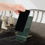 Acrylic Phone Stand with Topographic Green Design, Foldable Mobile Display Stand for Smartphones