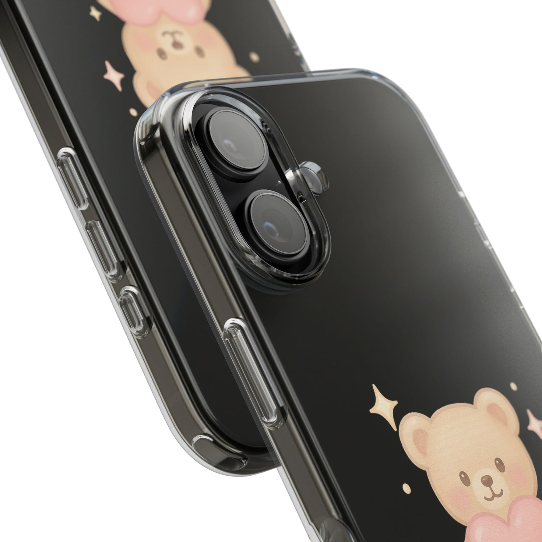 Romantic Teddy Bear Impact-Resistant iPhone Case with Heart Design - Shamo's