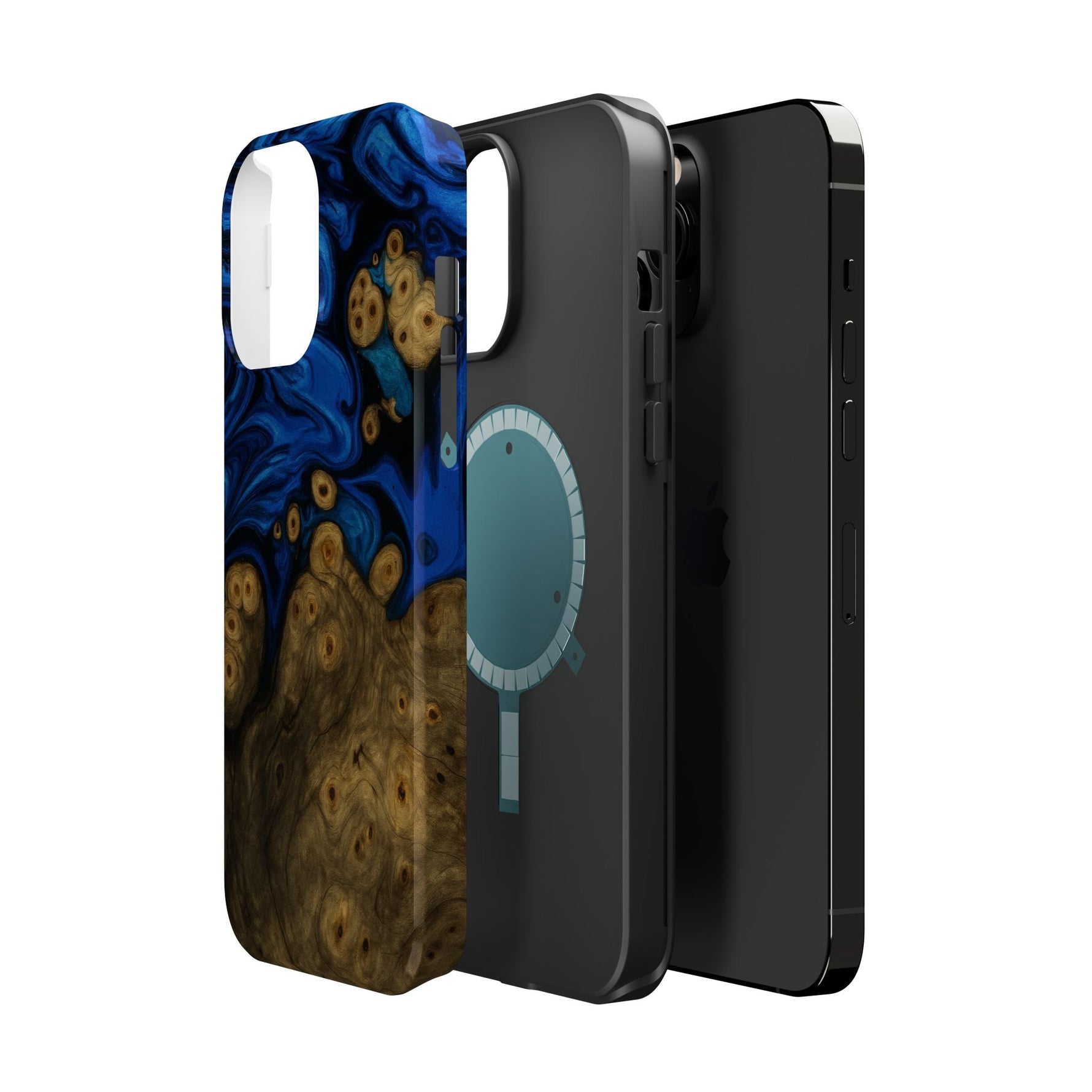 Blue Swirl & Burl Wood Impact iPhone Case | MagSafe compatible  Shamo's
