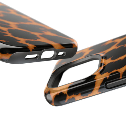 Leopard Print Impact-Resistant iPhone Case with MagSafe compatibility