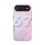 6 7 Viral TikTok Trend Pastel Aesthetic Magnetic Impact-Resistant iPhone Case, Personalizable Text and MagSafe Compatible