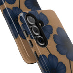 Navy Floral Tough iPhone Case — Durable Protective Case with Blue Flowers on Kraft Background  Shamo's