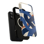 Indigo Loom MagSafe Phone Case – Blue & Ivory Abstract Woven Pattern