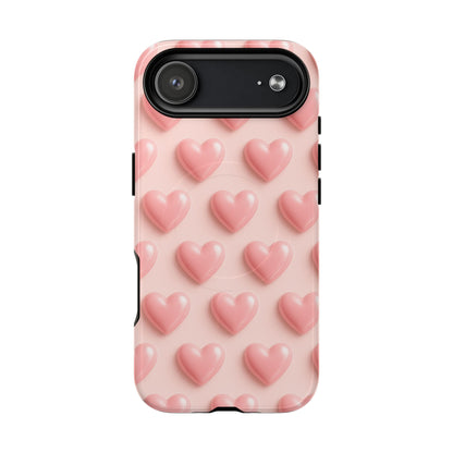 Baby Pink Pearl Hearts 3D iPhone Case | MagSafe