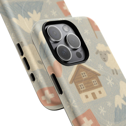 Swiss Chalet Sheep Pattern Tough MagSafe iPhone Case