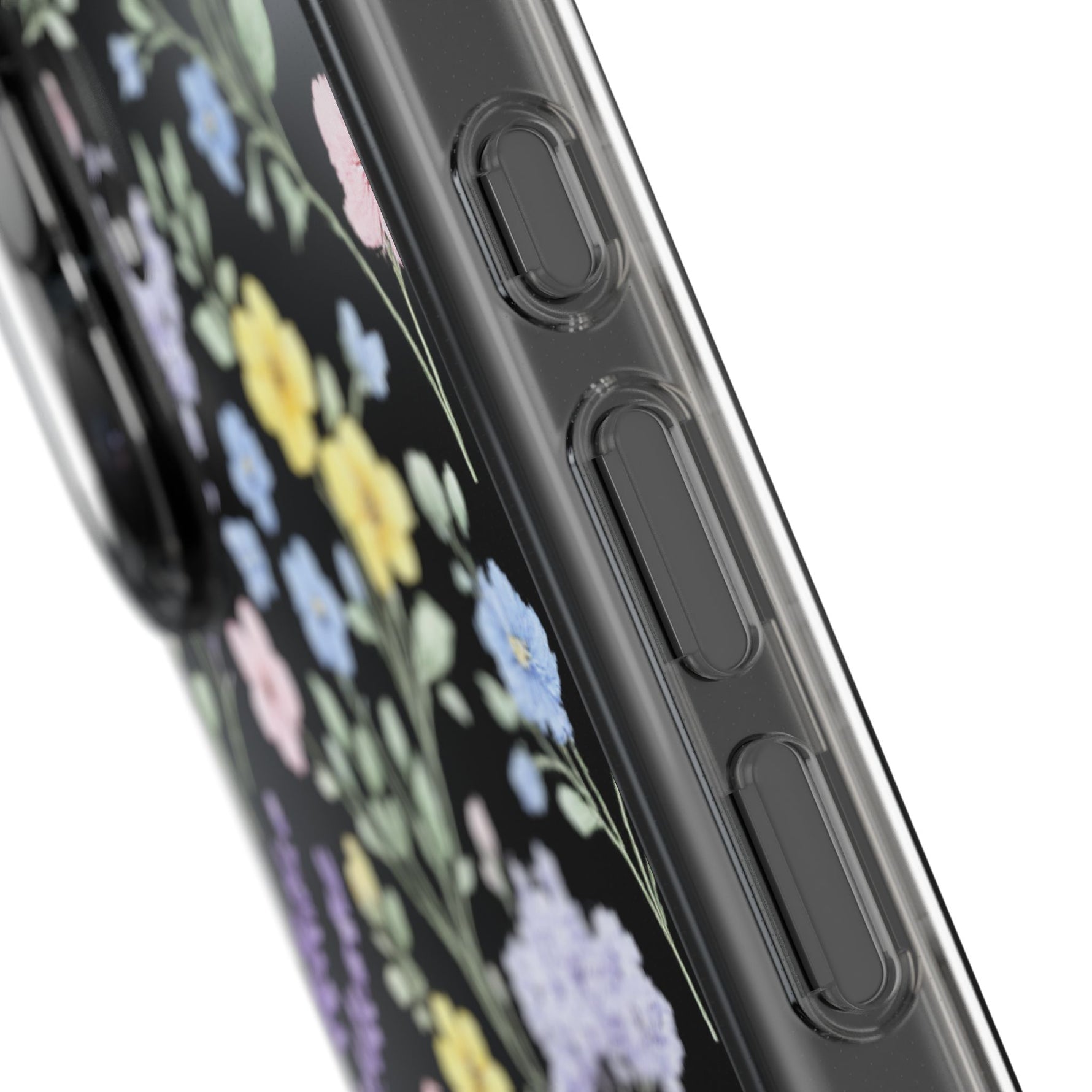 Clear Floral Impact-Resistant Phone Case — Pastel Wildflower Design