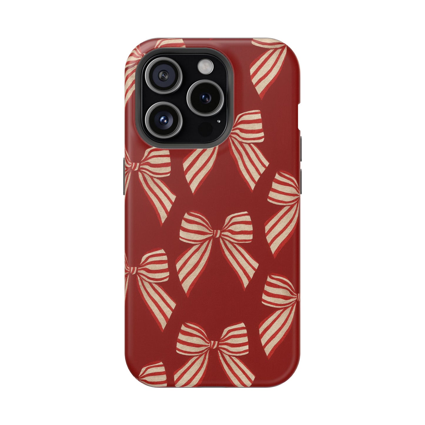 Holiday Red Bow iPhone Case — Impact‑Resistant iPhone Cover with MagSafe compatibility