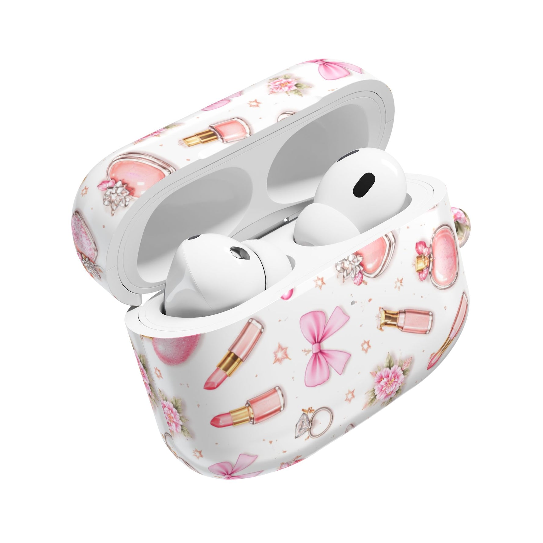 AirPods Case, Pink Beauty Boss Lady Makeup Pattern Silicone Protective Cover