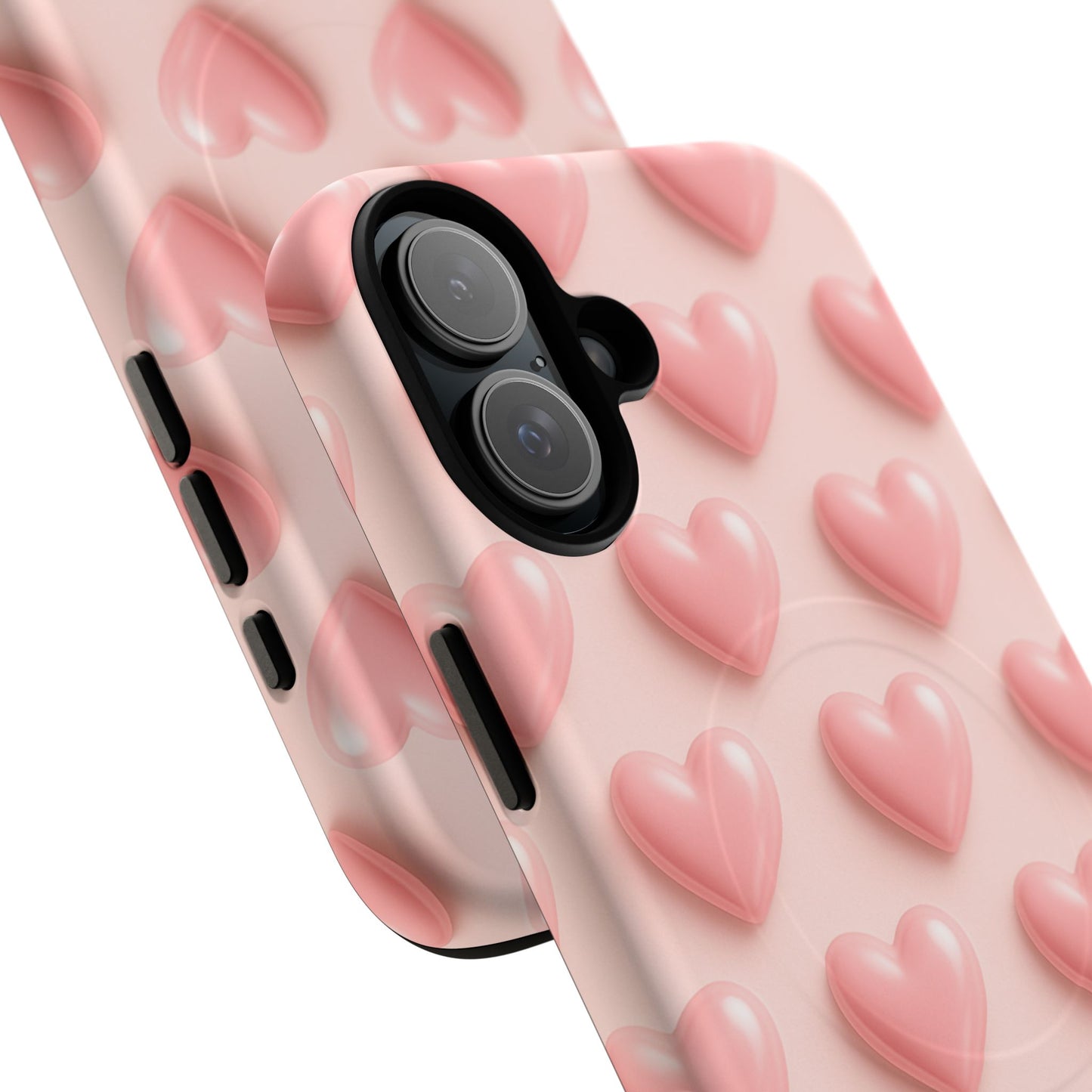 Baby Pink Pearl Hearts 3D iPhone Case | MagSafe