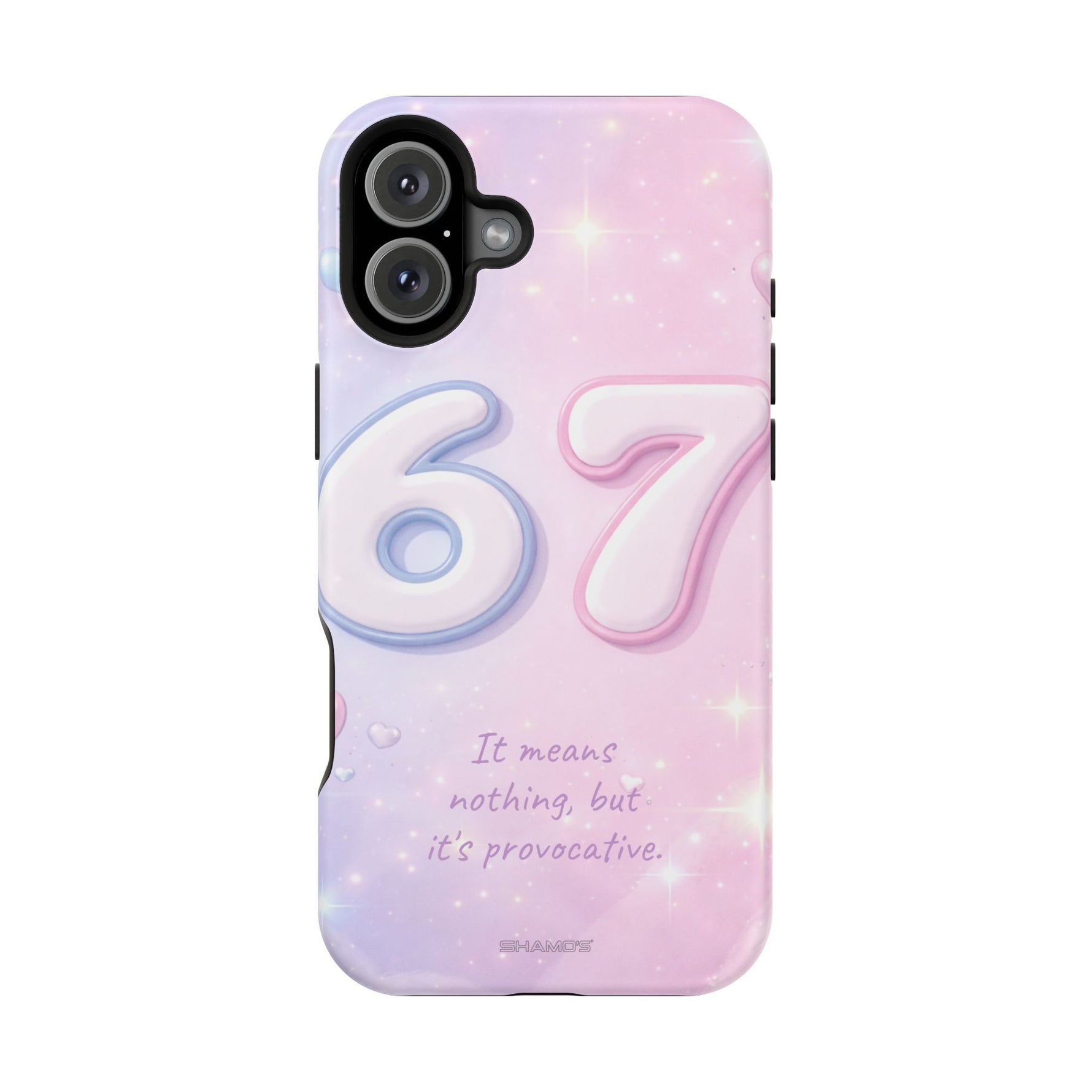 6 7 Viral TikTok Trend Pastel Aesthetic Magnetic Impact-Resistant iPhone Case, Personalizable Text and MagSafe Compatible