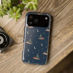 Desert Moon MagSafe Phone Case, glossy wide-camera Pro Max model, rear view on a wooden surface