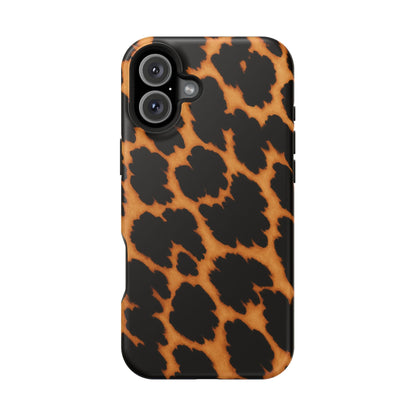Leopard Print Impact-Resistant iPhone Case with MagSafe compatibility