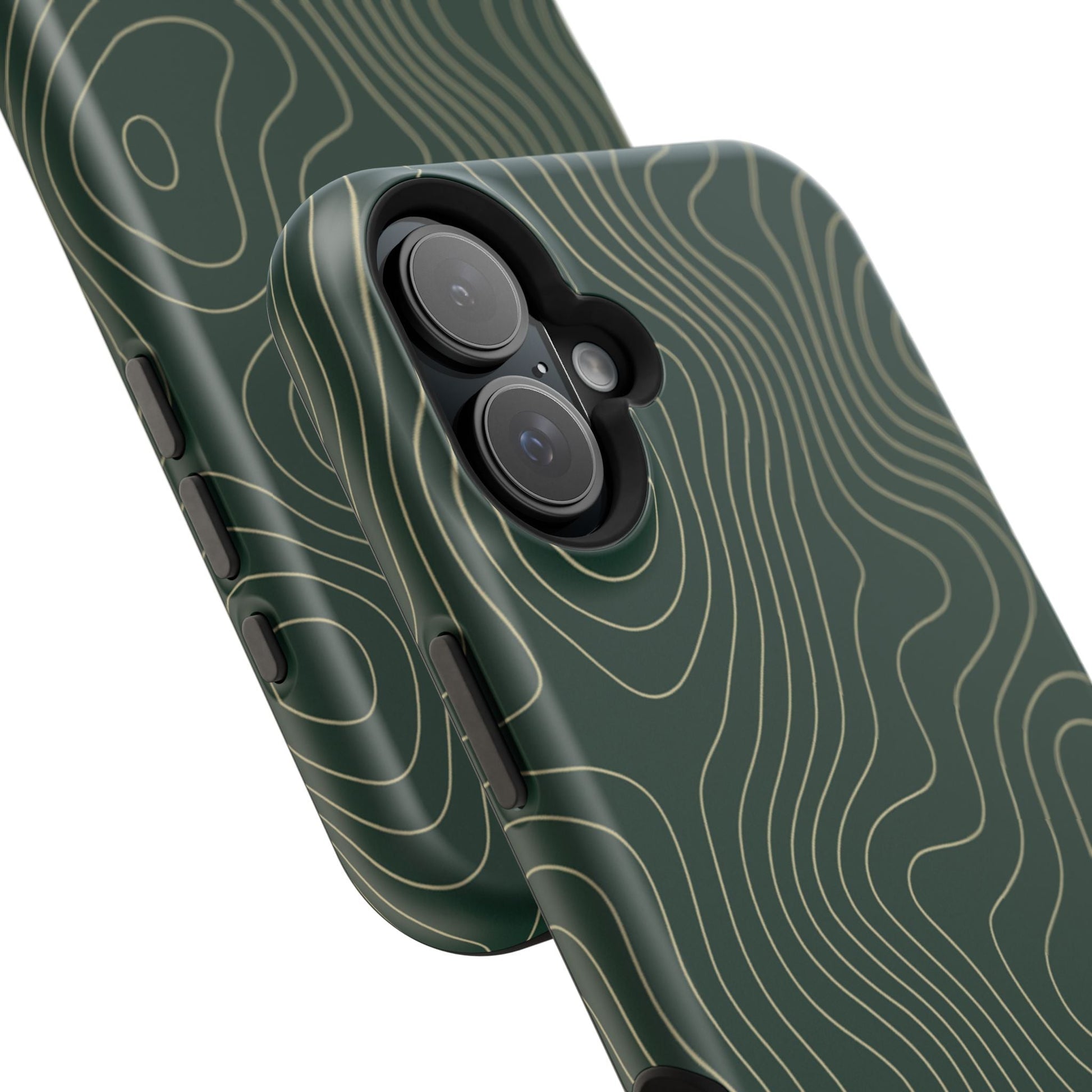 Topographic Green Magnetic Impact-Resistant iPhone Case | MagSafe compatible  Shamo's