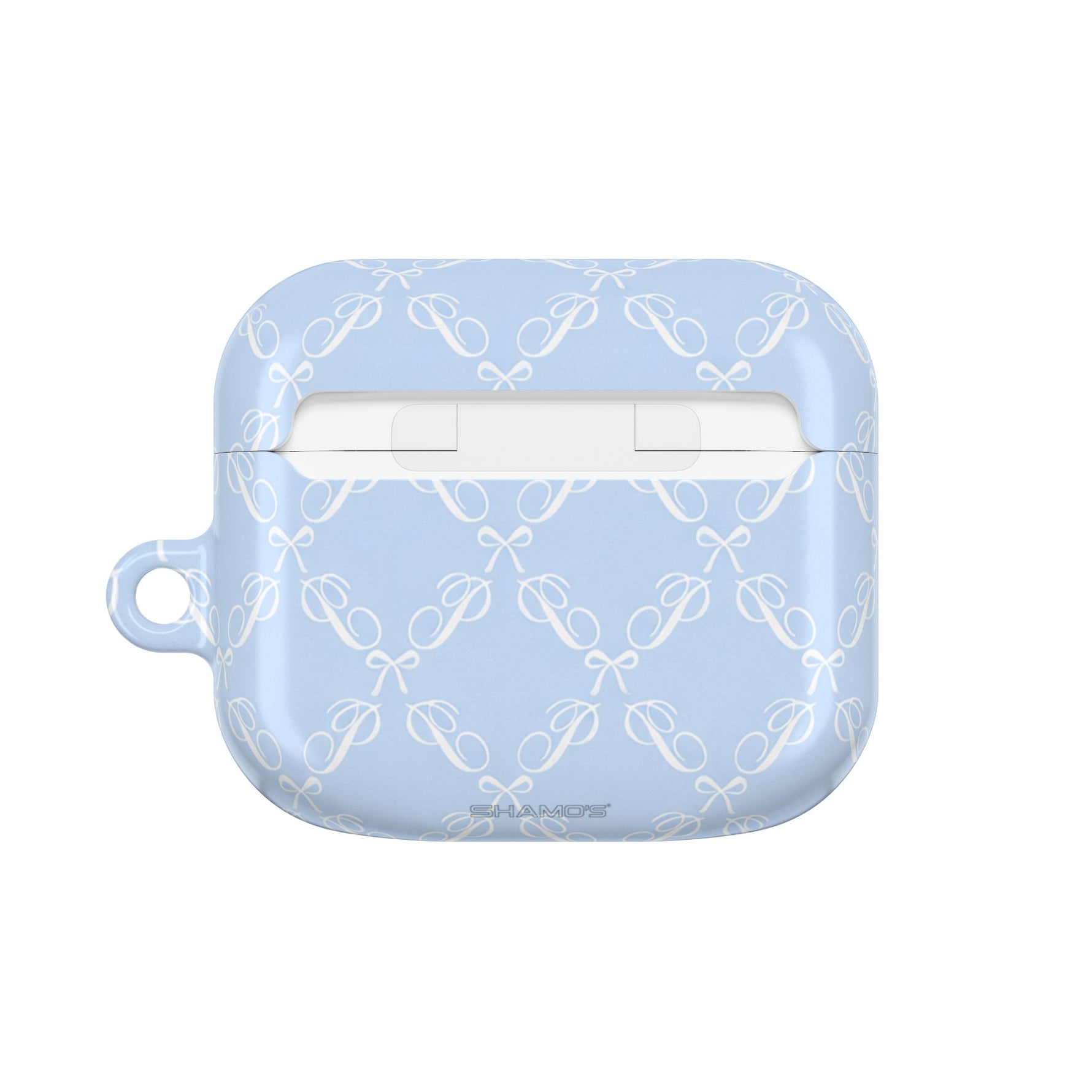 Pastel Blue Bow Pattern AirPod Case — Elegant Bow Pattern Protective Cover