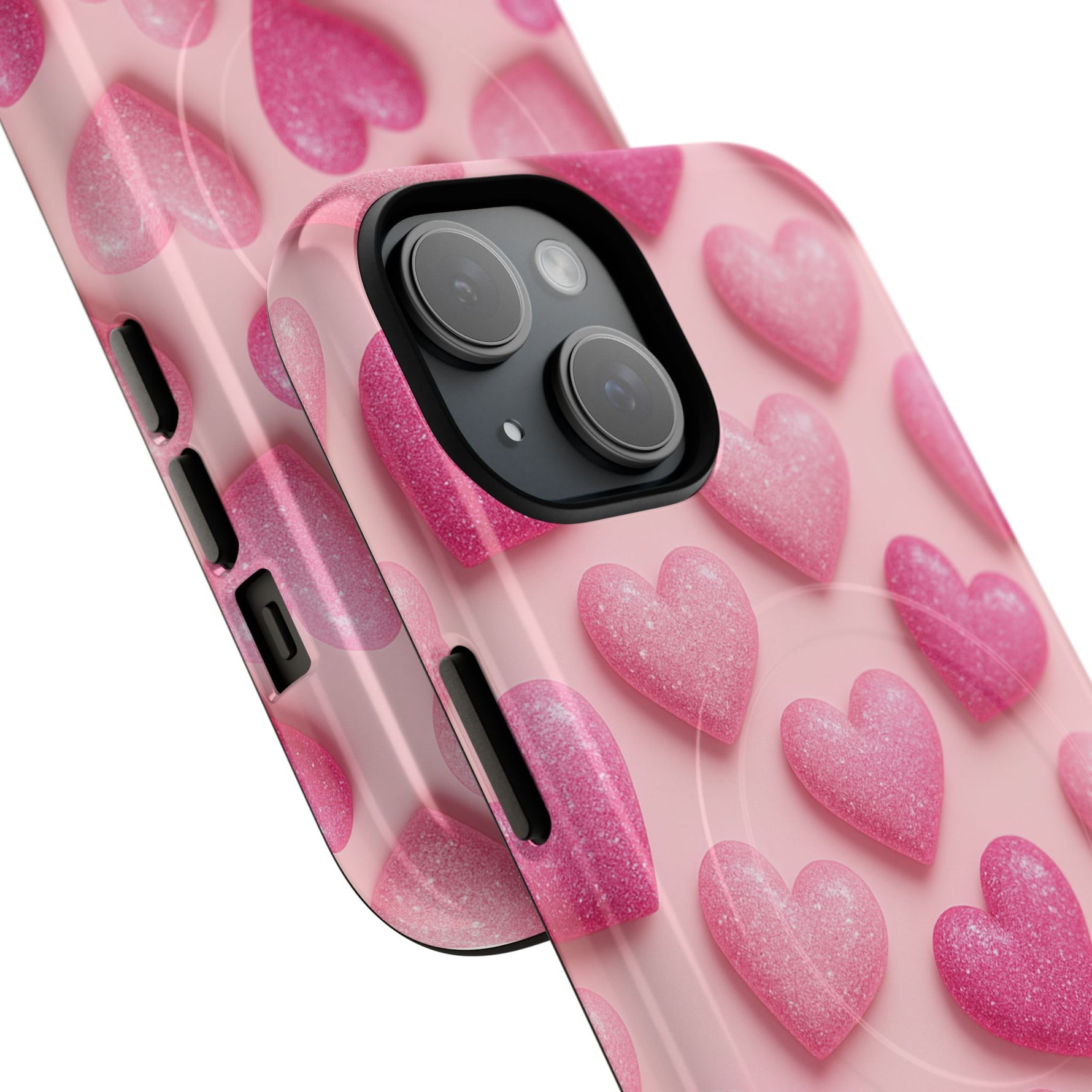 Barbiecore Glitter Hearts iPhone Case | MagSafe - Shamo's