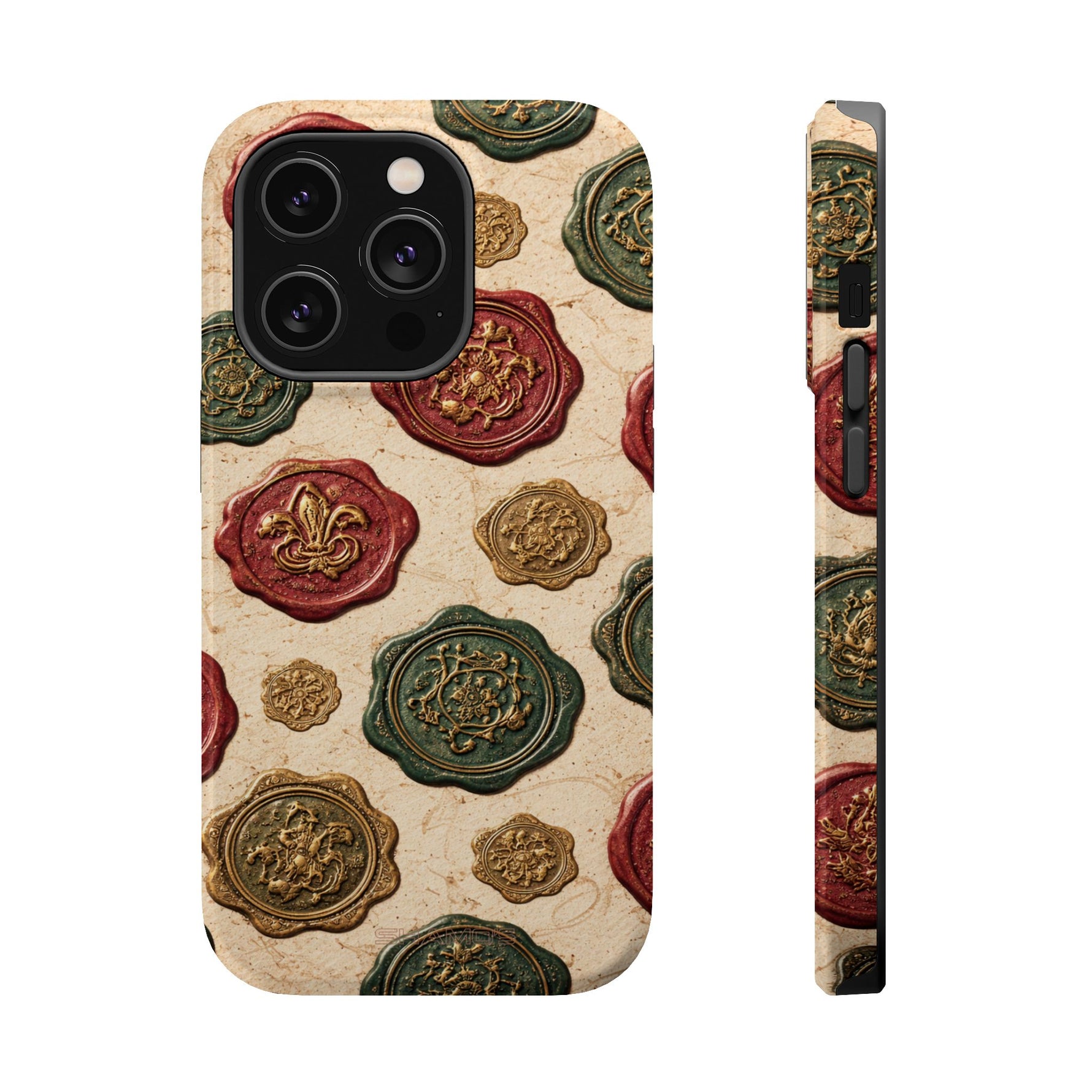 Vintage Wax Seal Pattern Magnetic Impact-Resistant Phone Case with MagSafe Compatibility