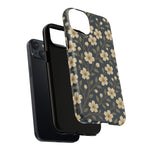 Navy Cherry Blossom Floral iPhone Case - Compatible with MagSafe - Shamo's