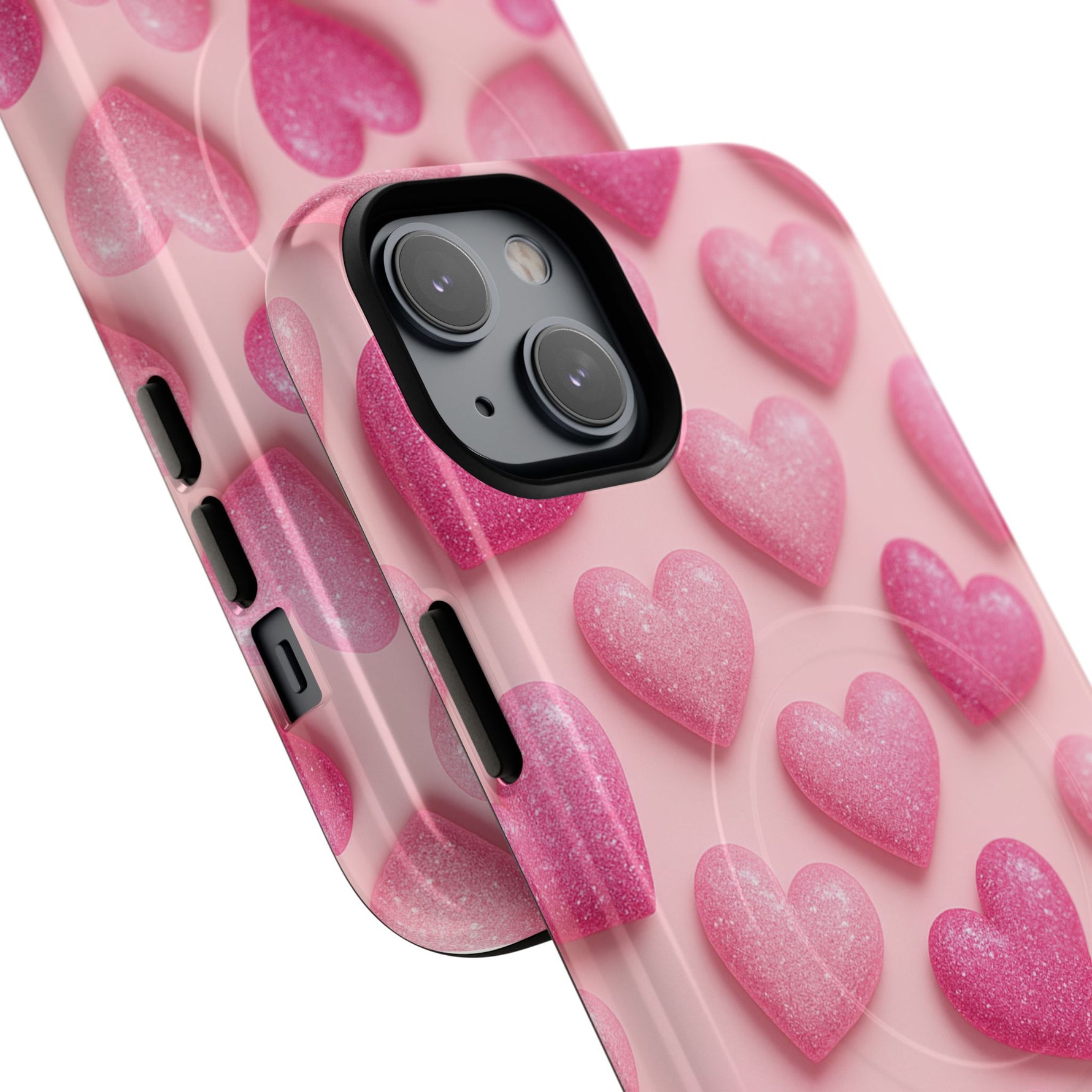 Barbiecore Glitter Hearts iPhone Case | MagSafe - Shamo's