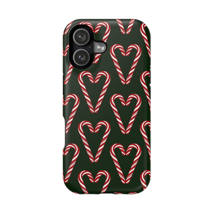 Candy Cane Heart MagSafe Impact-Resistant iPhone Case