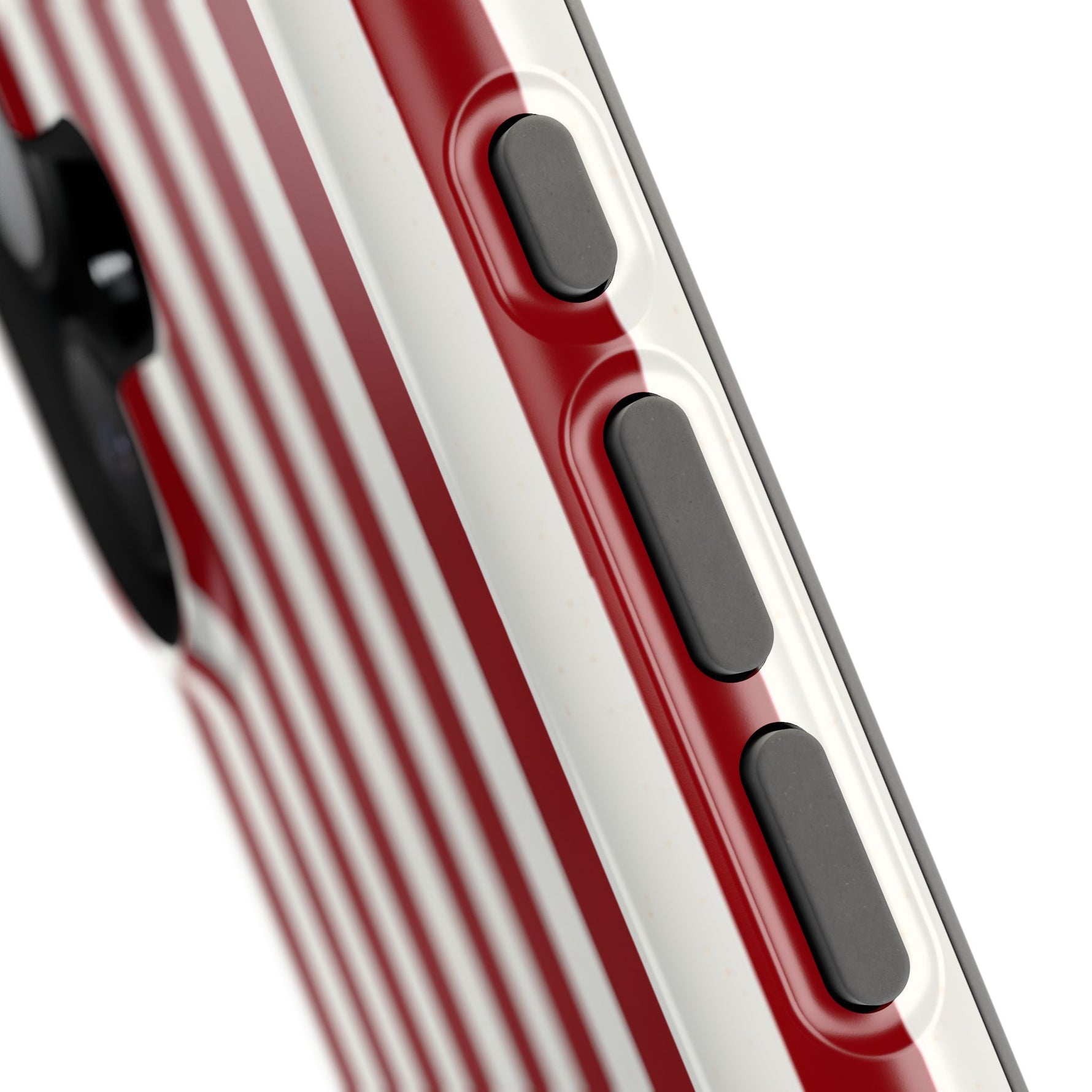 Funda personalizada a rayas — Diseño de corazón rojo y blanco (nombres personalizados)