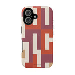 Retro Geometric Magnetic MagSafe Compatible Impact Phone Case — Bold Red & Terracotta Pattern