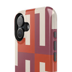 Retro Geometric Magnetic MagSafe Compatible Impact Phone Case — Bold Red & Terracotta Pattern