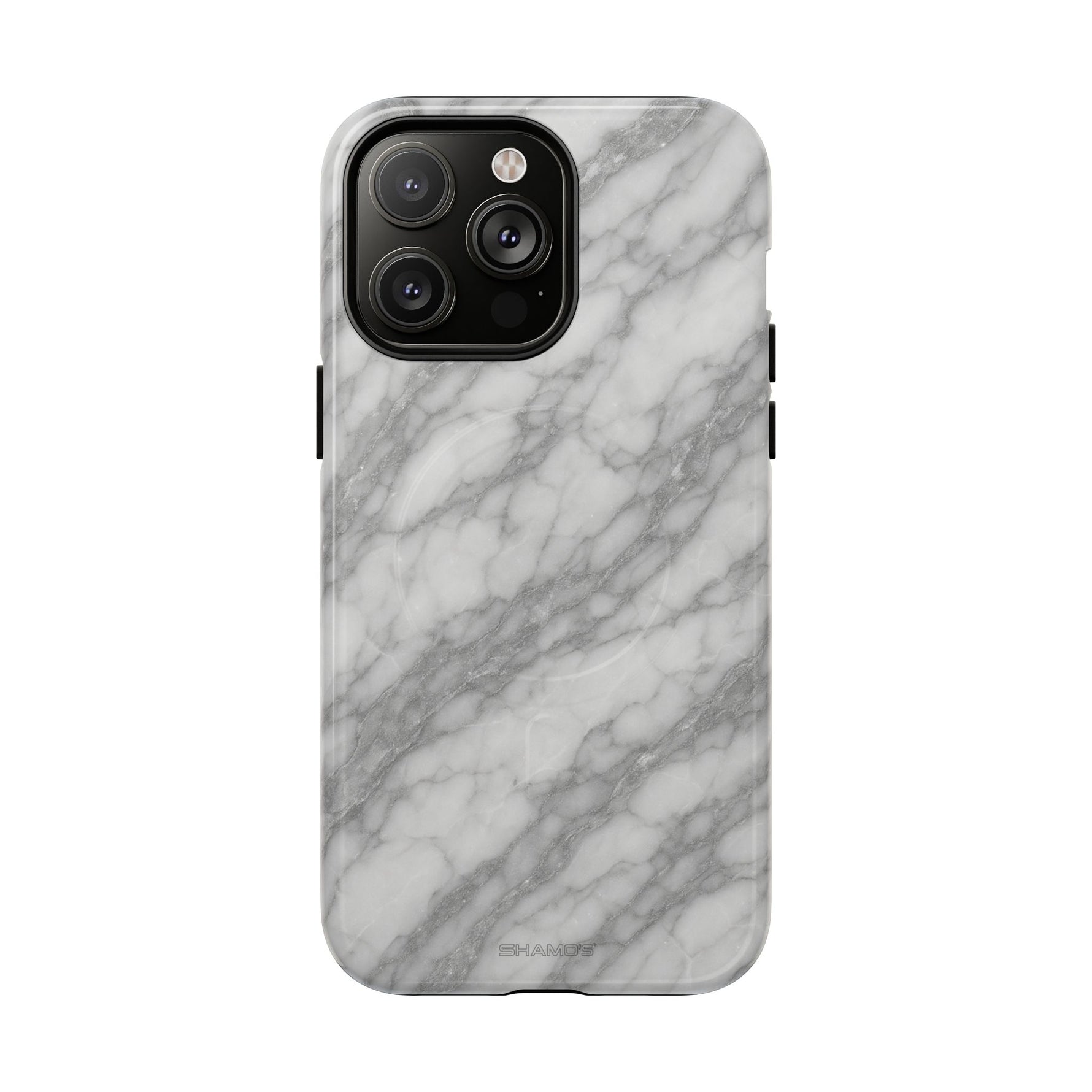 Silver Mist Marble iPhone Case with MagSafe - iPhone 14 Pro Max / Glossy - Shamo's