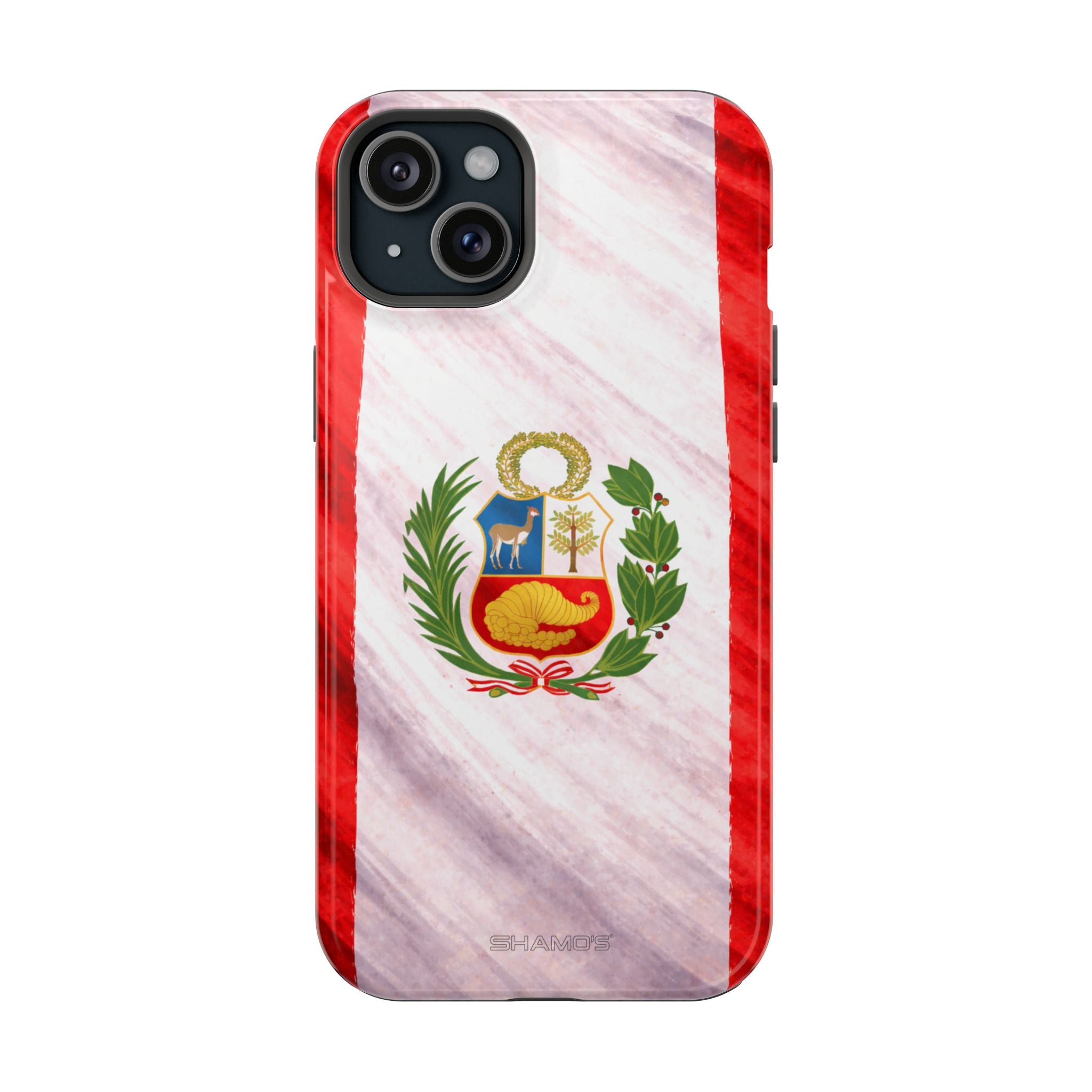 Peru Flag Magnetic Impact-Resistant Phone Case, Protective Patriotic Design, MagSafe Compatible - iPhone 15 Plus / Glossy - Shamo's