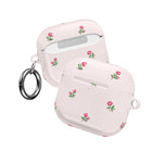 AirPod Case - Pink Striped Floral Rose Protective Cover