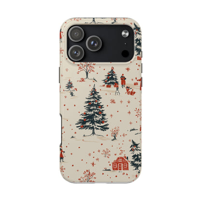 Winter Village Holiday Tough iPhone Case — Vintage Holidays & Snow Scene