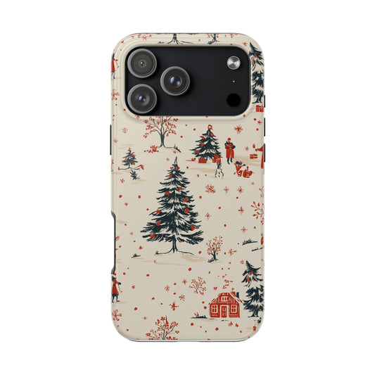 Winter Village Holiday Tough iPhone Case — Vintage Holidays & Snow Scene