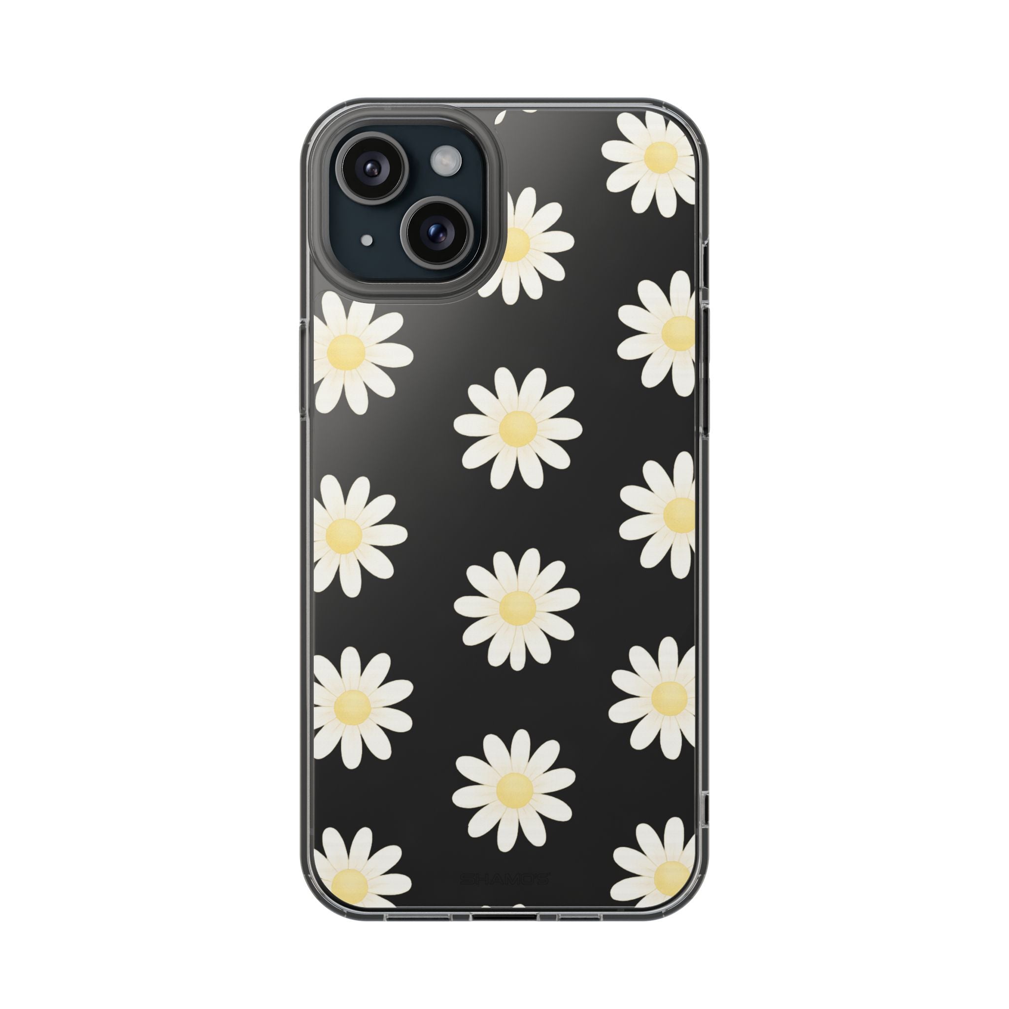 Clear Daisy Floral Phone Case, Impact-Resistant, Anti-Yellowing, Camera & Screen Protection - iPhone 15 Plus / Without gift packaging - Shamo's