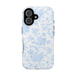 Preppy Look Blue Floral Impact-Resistant Phone Case and MagSafe Compatible