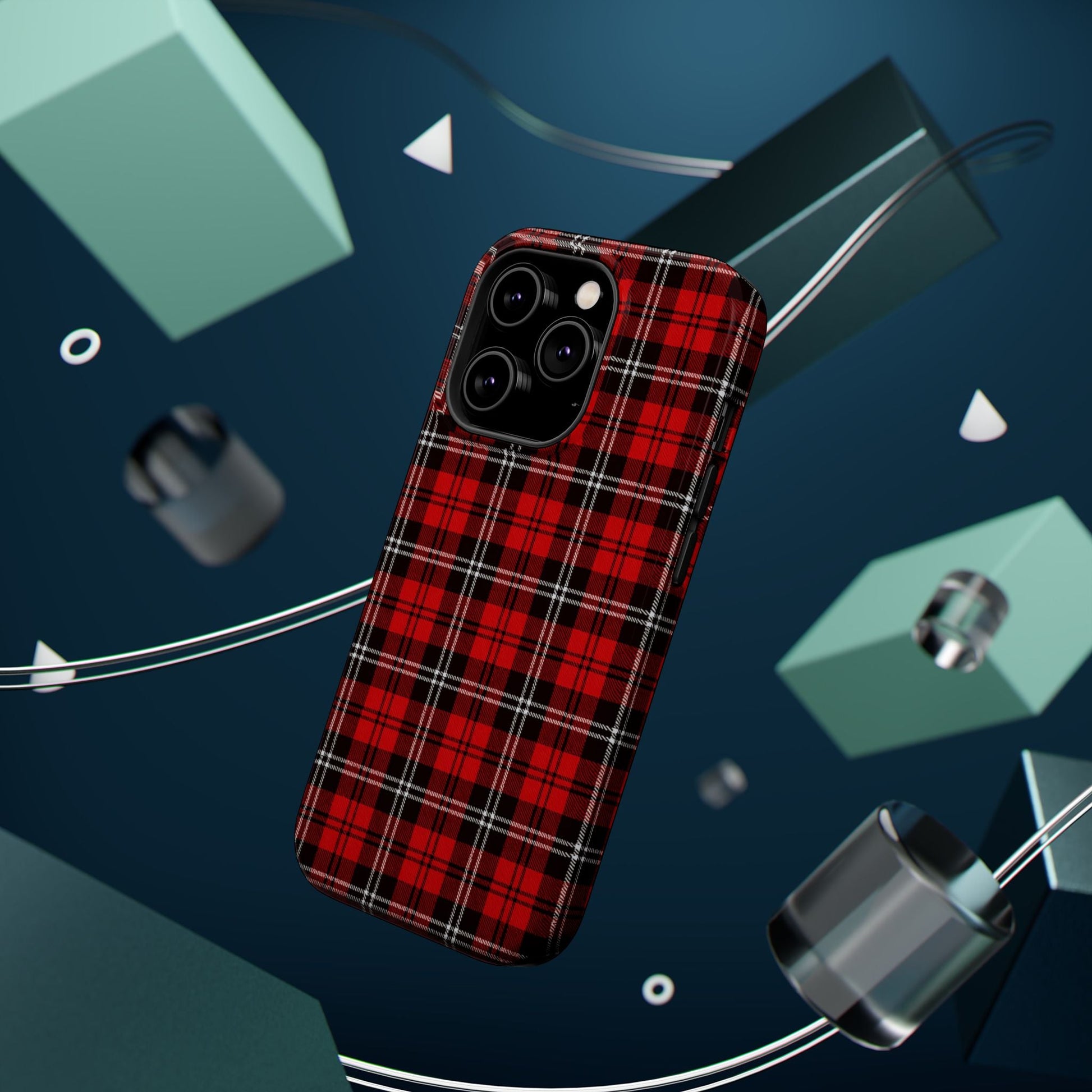 Red Tartan Plaid Impact-Resistant iPhone Case | MagSafe compatibility  Shamo's