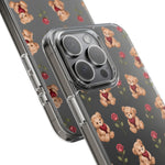Romantic Teddy Bear Impact-Resistant Phone Case with Heart Design
