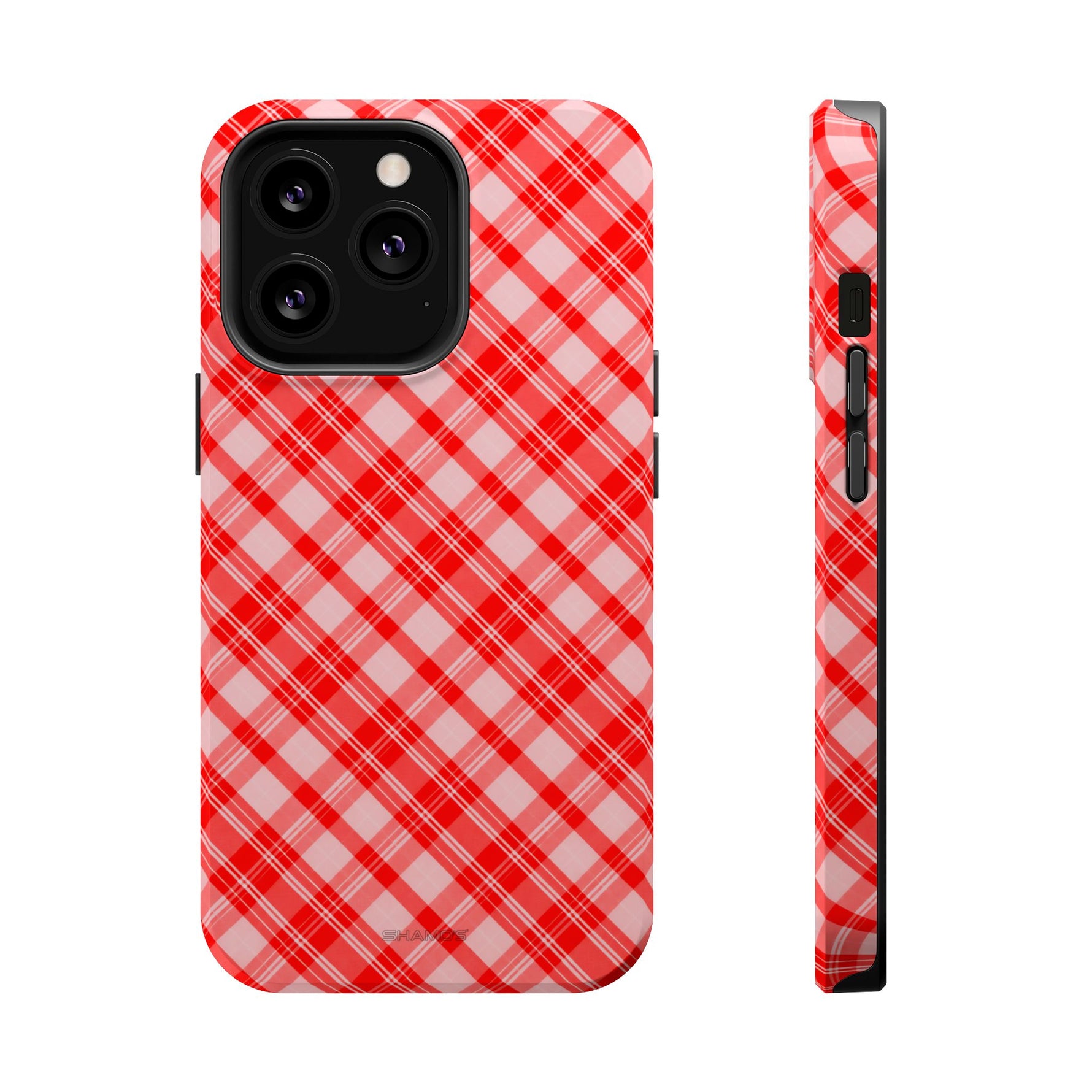 Red Plaid Magnetic Impact-Resistant iPhone Case | MagSafe