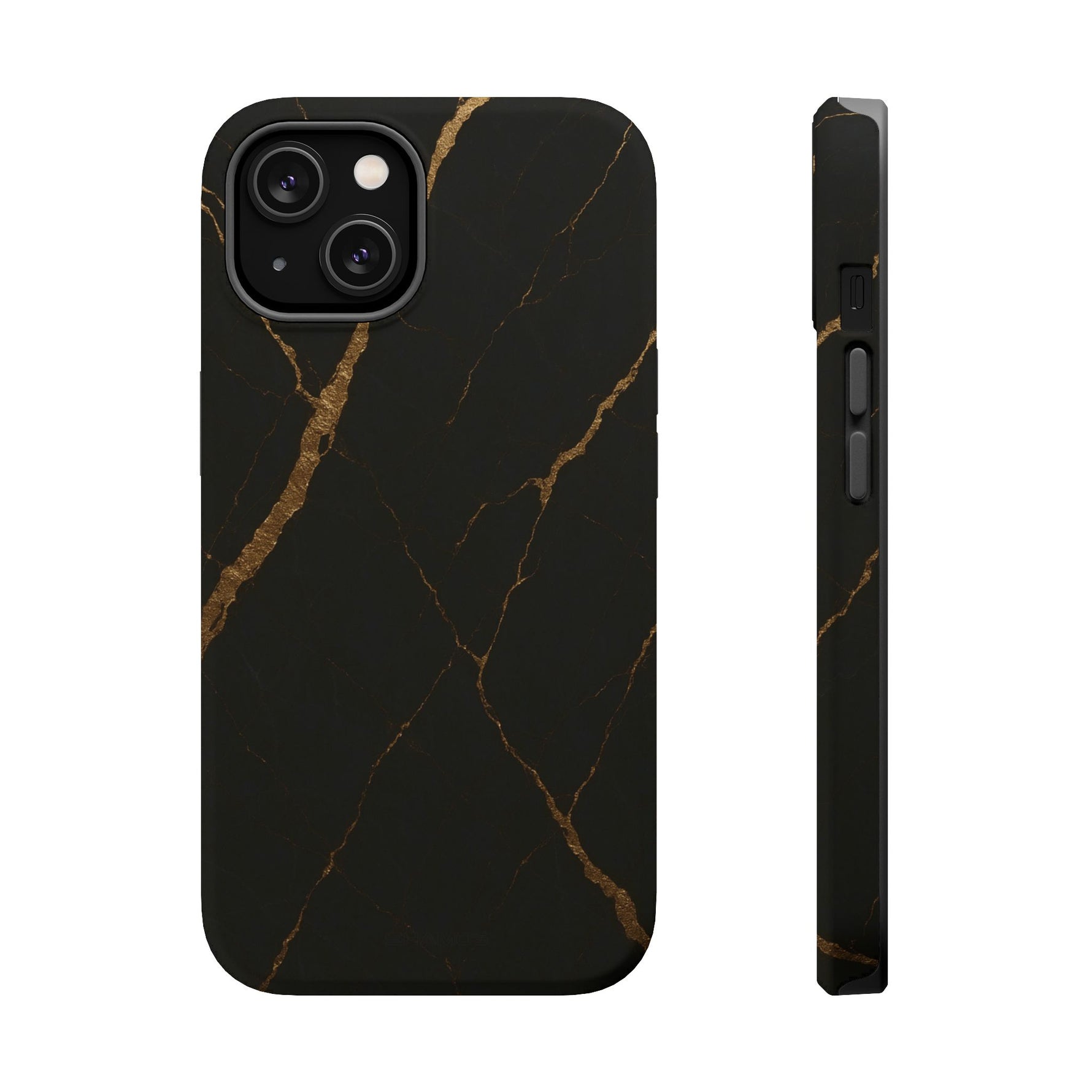 Black & Gold Marble iPhone Case with MagSafe - iPhone 14 / Matte - Shamo's