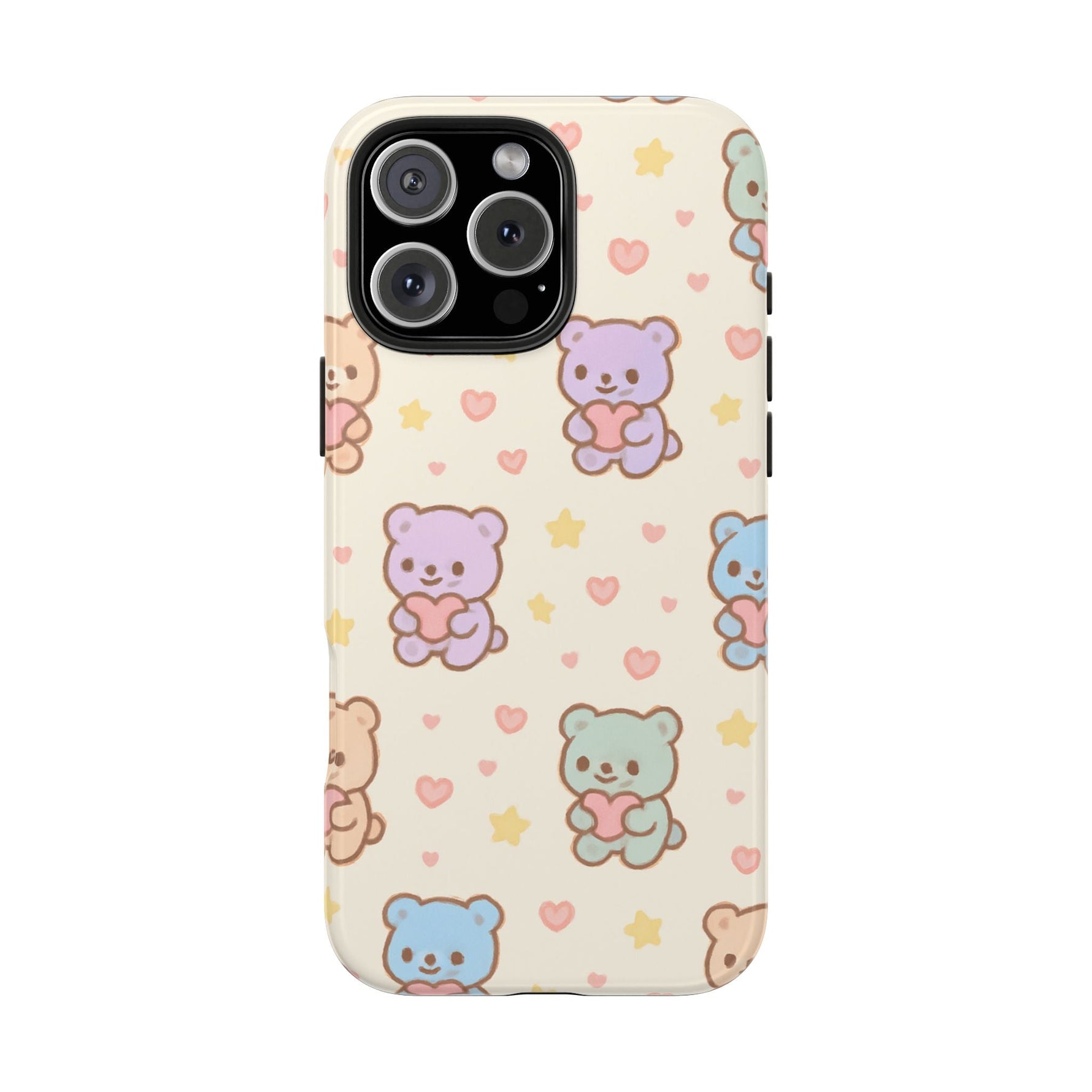 Cute Pastel Bear Impact Phone Case | Heart & Star Kawaii Pattern  Shamo's iPhone 16 Pro Max