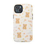 Beige Teddy Bear on Clouds iPhone Case with MagSafe