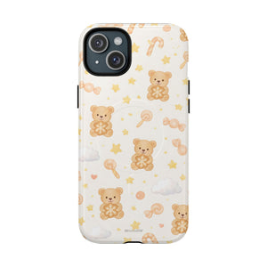 Beige Teddy Bear on Clouds iPhone Case with MagSafe - iPhone 15 Plus / Glossy - Shamo's